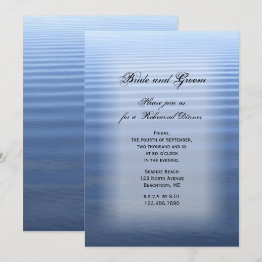 Rippled Water Wedding Rehearsal Dinner Invitation Kaart (Voorkant / Achterkant)