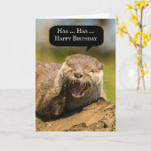 rire carte de voeux d'anniversaire de la loutre dr (Fleur jaune)