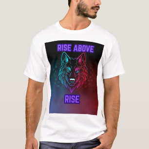 Rise Above Wolf - Neon geometrische wolfkop T-shirt