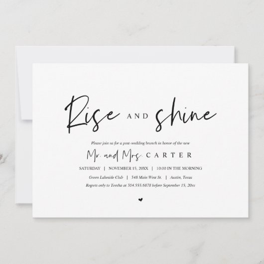 Rise and Shine, bruiloft nafeest  Kaart (Voorkant)