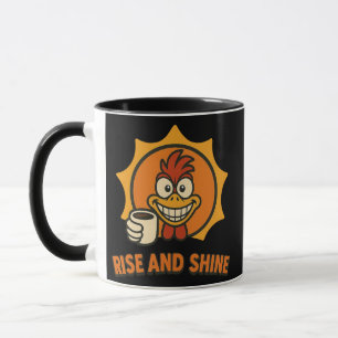 Rise and Shine – Crazy Coffee Rooster Design Mok