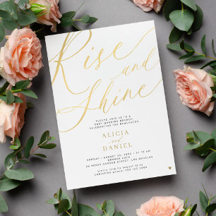 Rise and shine gouden script na huwelijksfeest kaart