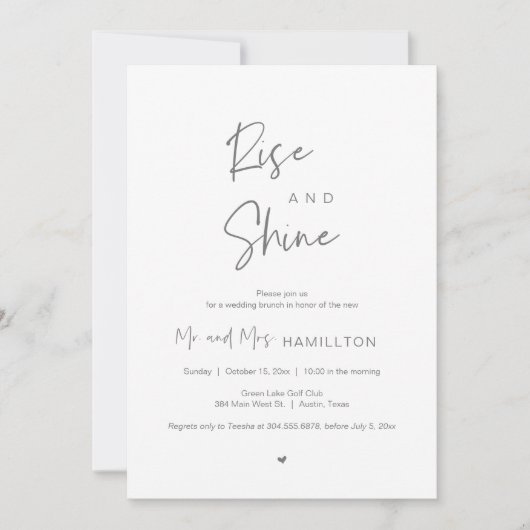 Rise and Shine, Post bruiloft Brunch Kaart (Voorkant)