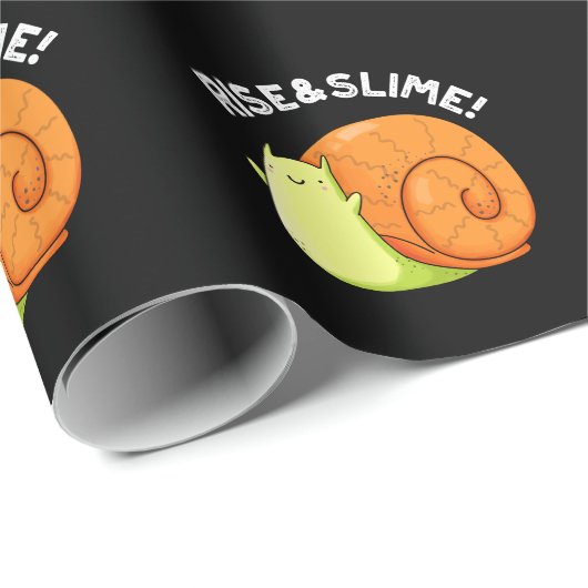 Rise and Slime Funny Snail Pun Dark BG Cadeaupapier (Rol Hoek)