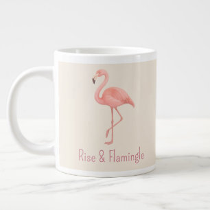 Rise & Flamingle Flamingo – Zacht beige tropisch Extra Grote Beker