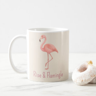 Rise & Flamingle Flamingo – Zacht beige tropisch Koffiemok