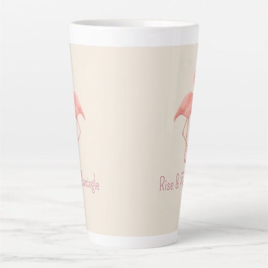 Rise & Flamingle Flamingo – Zacht beige tropisch Latte Mok (Voorkant)