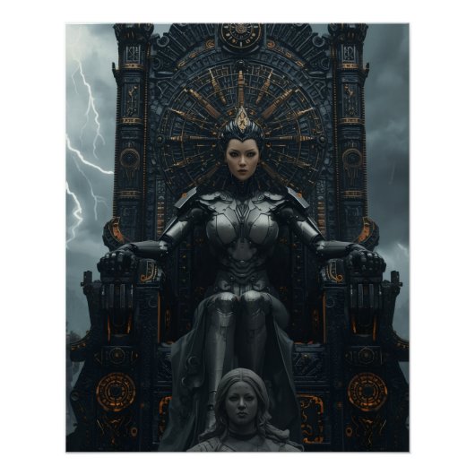 Rise of the AI Empress: Sci fi Cyberpunk Poster (Devant)