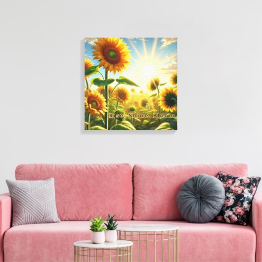 Rise. Shine. Bloom. Stretched Canvas Print (Insitu (Woonkamer))