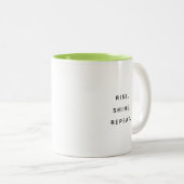 Rise Shine Repeat Typography Modern Two-Tone Mug (Devant droit)