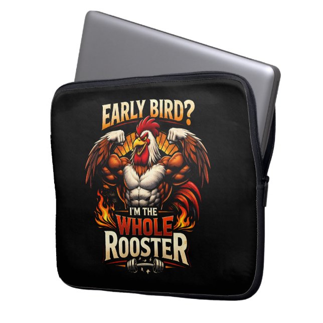 Rise & Shine Rooster Laptop Sleeve (Voorkant Links)