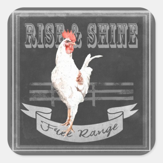 Rise & Shine Rooster Vierkante Sticker (Voorkant)