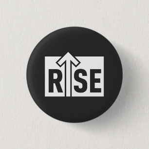 Rise Typografisch Opruiende Zwarte T-Shirt Met Sch Ronde Button 3,2 Cm