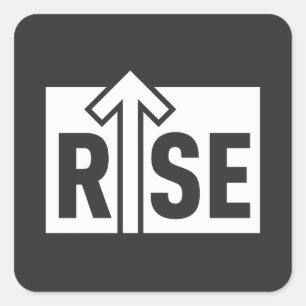 Rise Typografisch Opwaarts Schoon Zwart T-shirt Vierkante Sticker