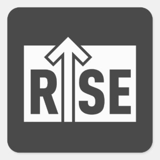 Rise Typographic Uplifting Clean Black Shirt Vierkante Sticker