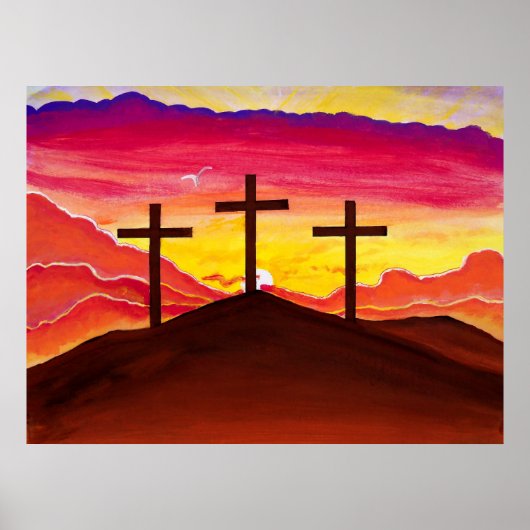 Risen As He Said Three Crosses Jesus Easter Poster (Devant)
