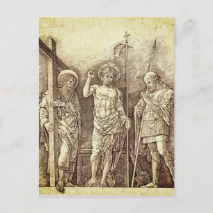 Risen Christus tussen St. Andrew en St. Longinus Briefkaart