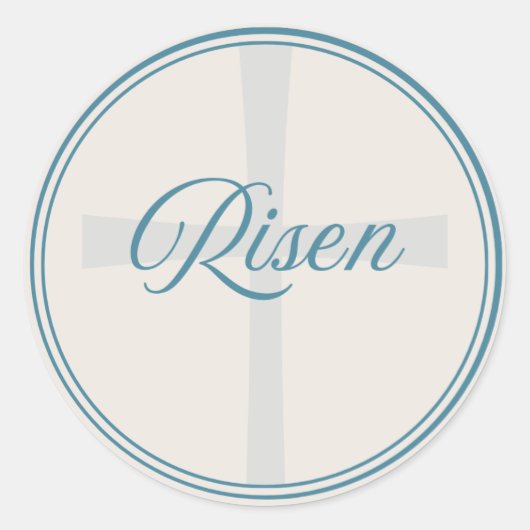 Risen Cross - Flush Seal Large Ronde Sticker (Voorkant)
