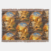 Risen Jesus Empty Tomb 3D Papercut Easter Deken (Voorkant)