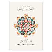 Rising Boho Indo Floral Mandala Wedding Place Card Kaart (Voorkant)