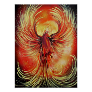 Rising Phoenix Fire Bird Bold Flame Fantasy Perfect Poster