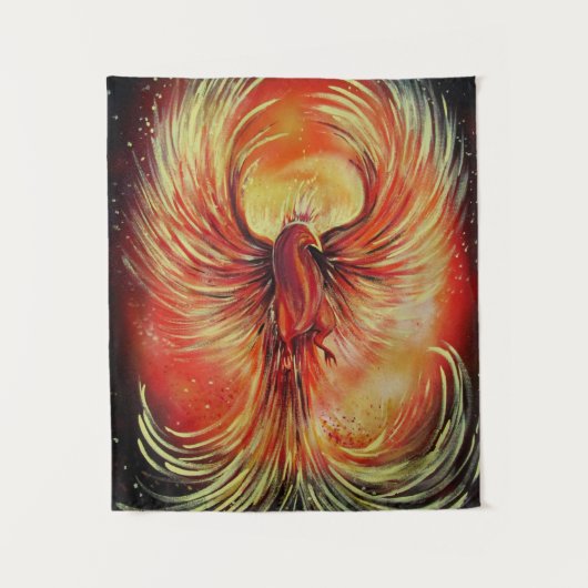 Rising Phoenix Fire Bird Bold Flame Fantasy Wandkleed (Voorkant)
