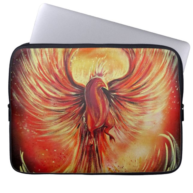 Rising Phoenix Fire Bird Bold Flame Mythical Laptop Sleeve (Voorkant)