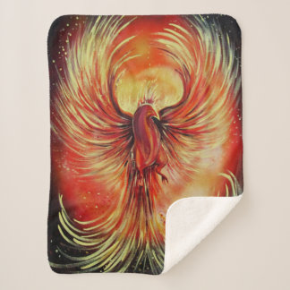 Rising Phoenix Fire Bird Cozy Flame Mythical Sherpa Deken