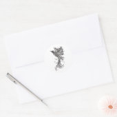 Rising Phoenix Lineart Ronde Sticker (Envelop)