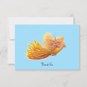 Rising Phoenix Vogel Illustratie Pastel Sky Blue Bedankkaart