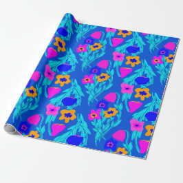 Riso Print bloemen kleuren helder Cadeaupapier
