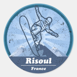 Risoul Skiresort - Snowboard Ronde Sticker