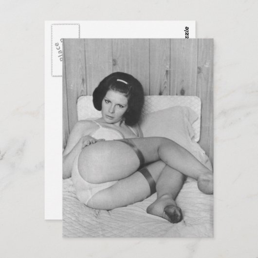 Risqué lingerie model briefkaart (Voorkant / Achterkant)