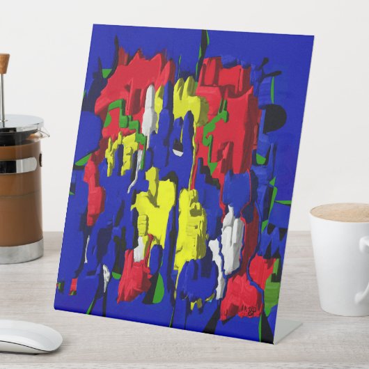 Risse im Blau, abstrakt Reclamebord Met Voetstuk (Insitu)