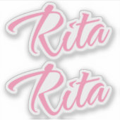 Rita naam roze cursief x2 sticker (Voorkant)