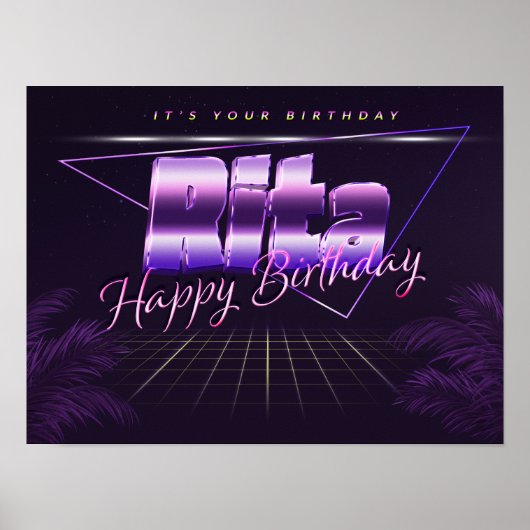 Rita Nom Vorname lila retro Poster Geburtstag (Devant)