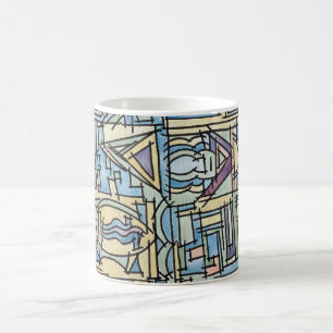Ritme In Blauw - Moderne Geometrische Aquarel Kuns Koffiemok