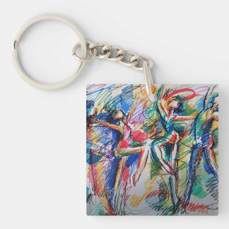 Ritme van Beweging Abstracte Dansers Acryl Sleutel Sleutelhanger