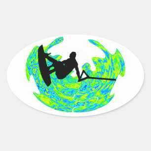 RITME VAN WAKEBOARDEN OVALE STICKER