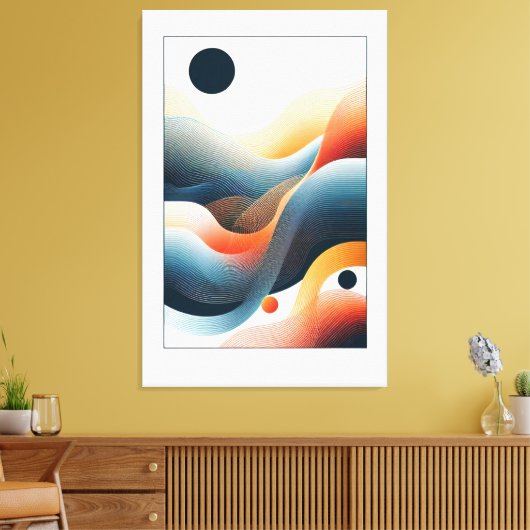 Ritmische contouren canvas afdruk (Insitu (Woonkamer))