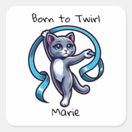 Ritmische gymnastiek lintdraai vierkante sticker