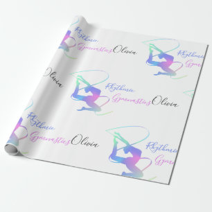 Ritmische gymnastiek met lint cadeaupapier