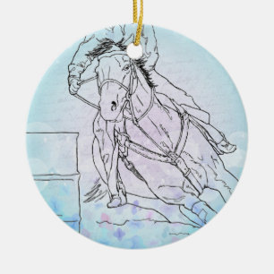 Ritracer (blauw/bloemen/letter) keramisch ornament