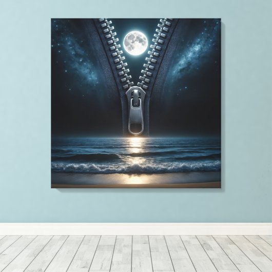 Rits die het maanlicht uitpakt canvas afdruk (Insitu (Houten vloer))