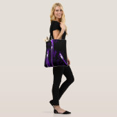 Rits Paarse print over de hele canvas tas (Op model)
