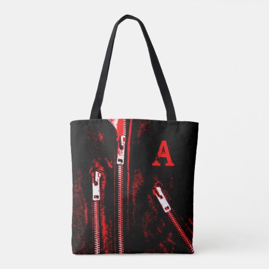 Rits Rode print Monogram over de hele canvas tas (Achterkant)