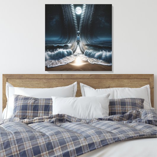 Rits Unzipping Moonlit Ocean Canvas Afdruk (Insitu (Slaapkamer))