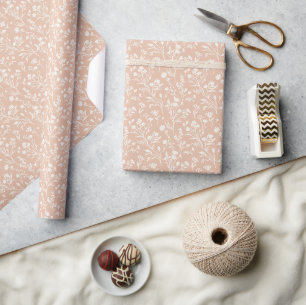 Ritselende Bloemen Neutraal - Warm Abrikoos Cadeaupapier