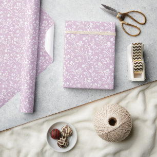 Ritselende Bloemen Neutraal - Warme Lila Cadeaupapier