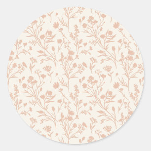 Ritselende Bloemen Warme Abrikoos - Neutraal Ronde Sticker